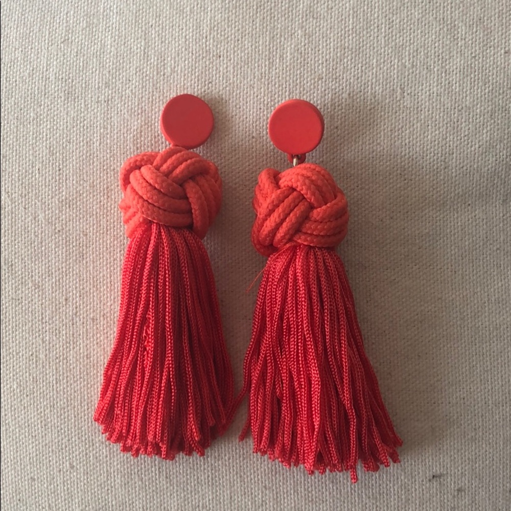 Bimba Y Lola Tassel Earrings in 🚒 Red NWOT